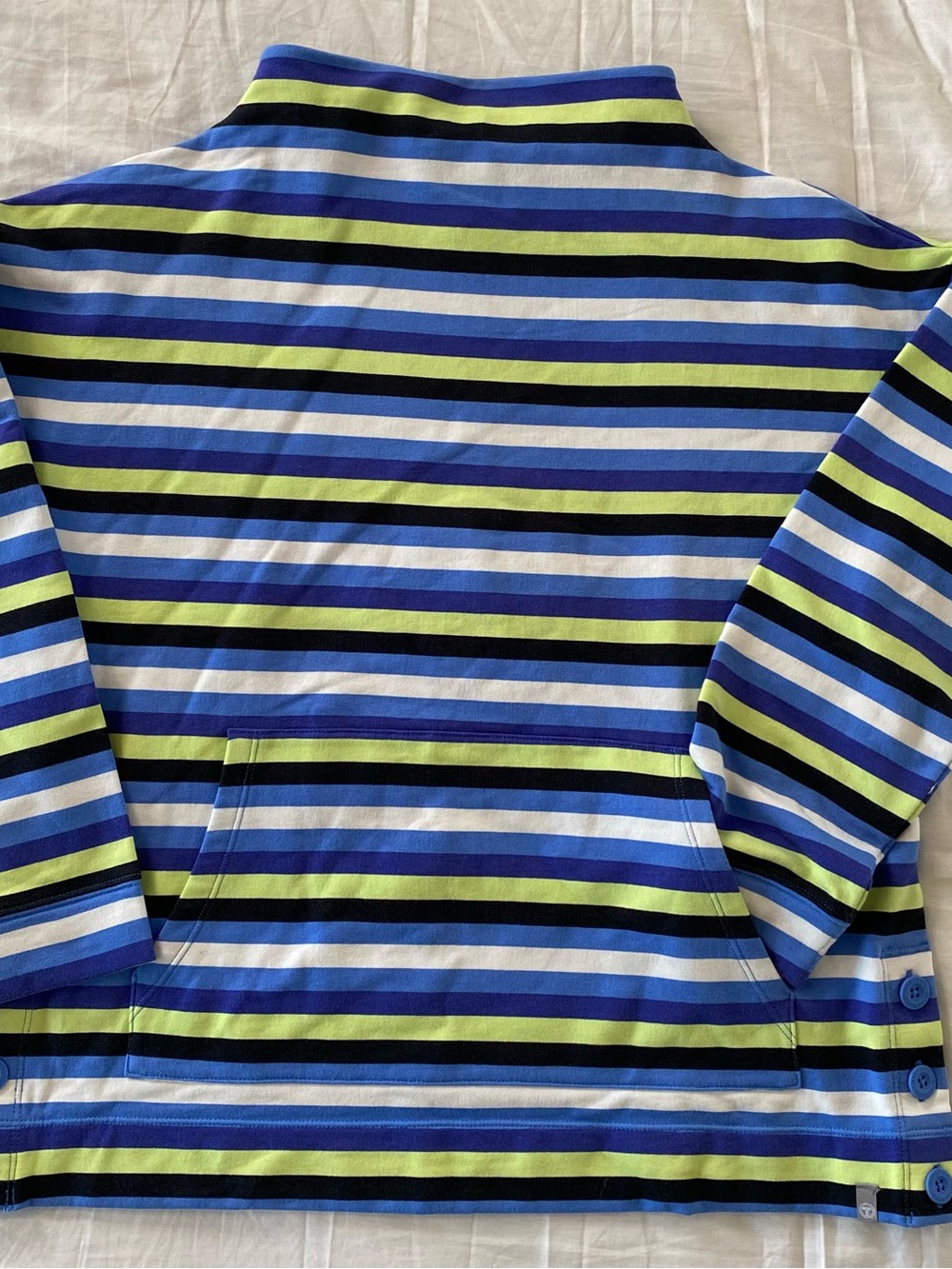 Talbots Striped Knit Top in Blue, Lime, Black